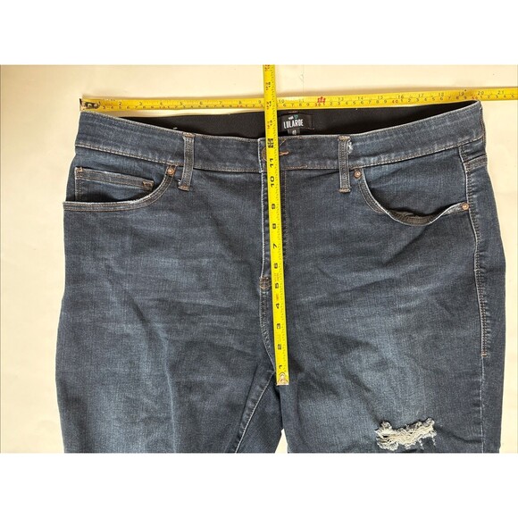 LuLaRoe + Ladies Dk Wash Skinny Distressed Raw Hem Stretch Hi Rise Jeans Size 40 - Picture 4 of 6